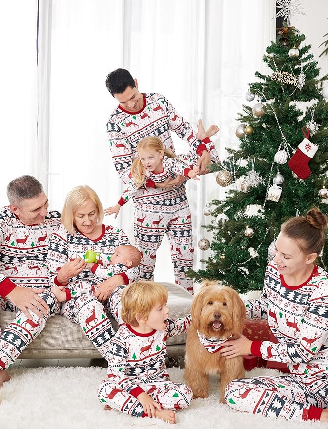 PATPAT Christmas Family Matching Pajama Sets Includes Christmas Socks - Perfect for Family Photos & Holiday Celebrations