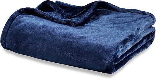 Berkshire Blanket Classic VelvetLoft® Solid Bed Blanket Twin Size, Lightweight Soft Fuzzy Plush Blanket for Bed and Couch, Dress Blues, 60x92 Inches