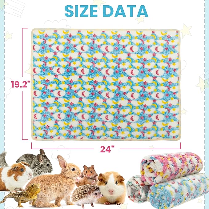 CUSOZWO Guinea Pig Bedding Mat, 3 Pack Waterproof Small Pet Cage Liners | Washable Soft Fleece Small Animal Blankets Accessories for Rat, Rabbit, Chinchilla, Ferret (19.2*24in)