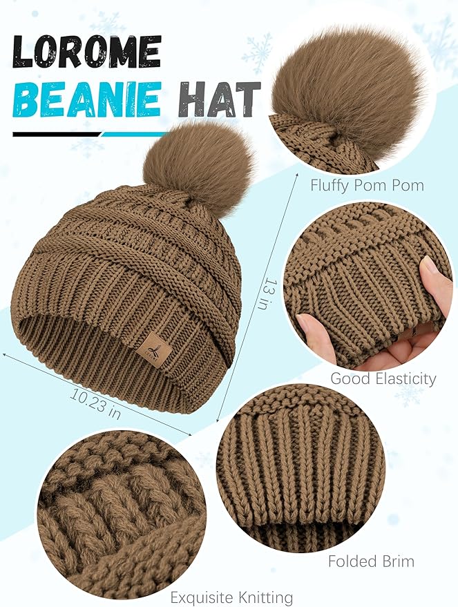 Winter Hat Scarf Gloves and Ear Warmer, Warm Knit Beanie Hat Touch Screen Gloves Set Winter Gifts Neck Scarves for Women