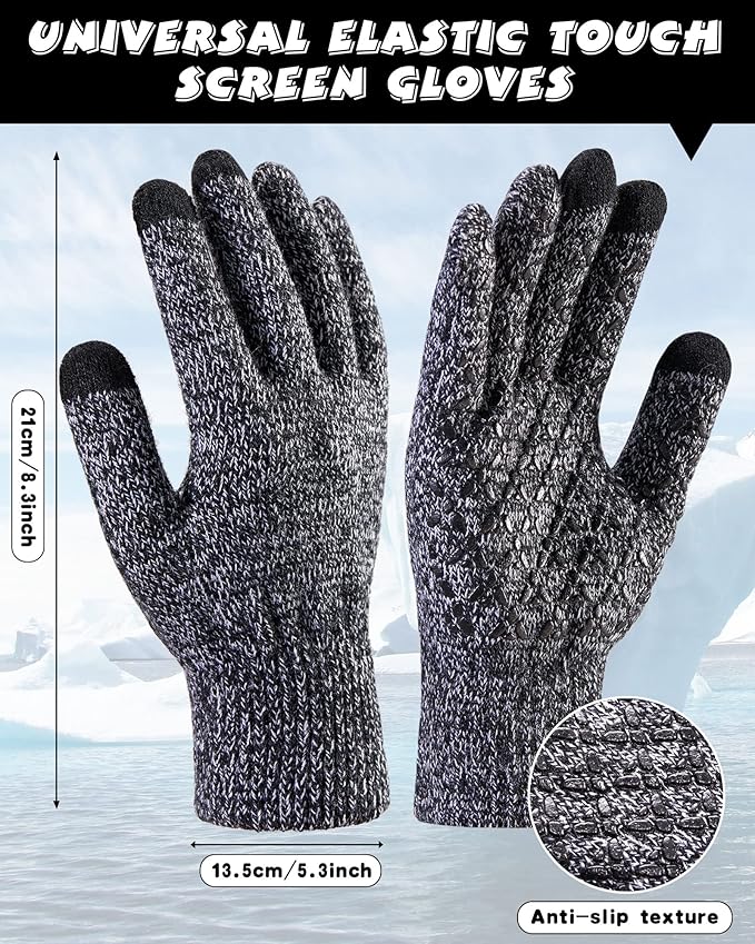 10 Pieces Winter Hat Beanie Scarf Touch Screen Gloves and Sock Set Slouchy Knit Skull Cap Beanies Fleece Lining Neck Warmer