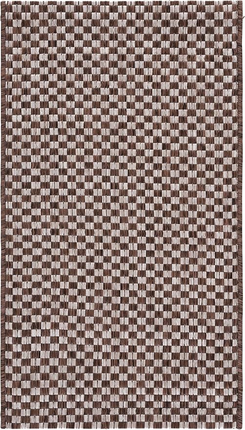 SAFAVIEH Washable Rug Outdoor Courtyard Collection - 2'3" x 5', Light Brown & Light Grey, Non-Shedding & Easy Cleaning, Ideal for Patio, Front Door, Entryway, Mudroom, Doormat (CY8653-36321)