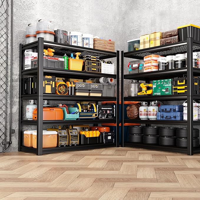71.2" H-35.4" W Garage Shelving Heavy Duty Storage Shelves, Adjustable Metal Shelving Unit, Utility Garage Organizer Shelf for Basement, Pantry, Warehouse, Supermarket, 35.4" Wx15.7 Dx71.2 H