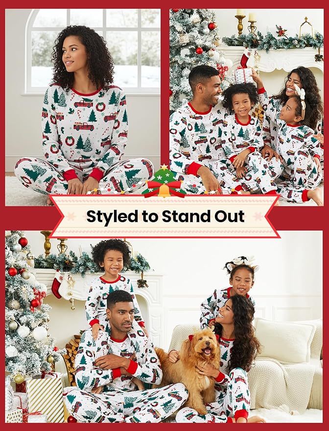 PATPAT Christmas Family Matching Pajama Sets Includes Christmas Socks - Perfect for Family Photos & Holiday Celebrations