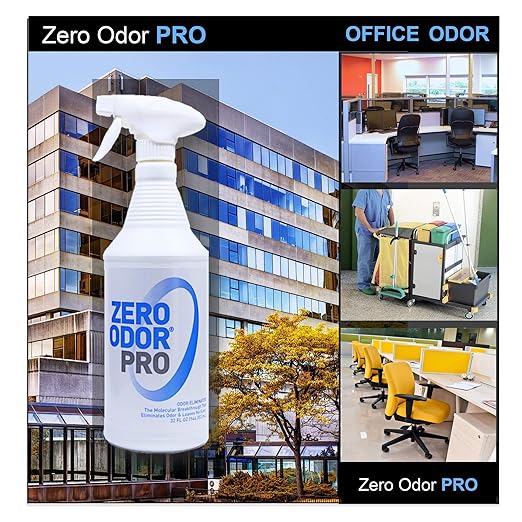 Zero Odor –Professional Odor Eliminator Bundle- Eliminate Extreme Air & Surface Odor– Patented Molecular Technology Best for Strong, persistent odor- Smell Great Again, 32oz & 128oz Refill White