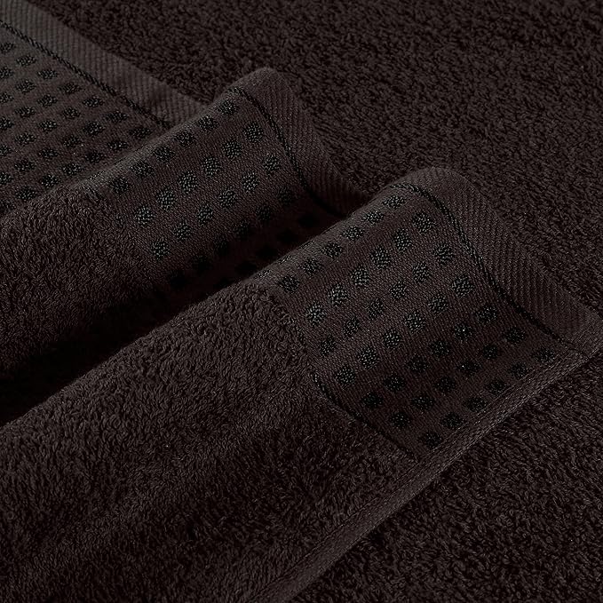 GLAMBURG 100% Cotton Ultra Soft 6 Pack Towel Set, Contains 2 Bath Towels 28x55 Inches, 2 Hand Towels 16x24 Inch & 2 WashCoths 12x12 Inches, Compact Absorbent Lightweight & Quickdry - Chocolate Brown