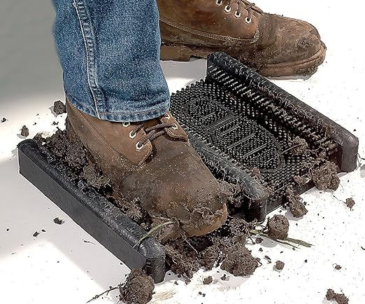 Wearwell 229 Mud Chucker Industrial Boot Scraper with Pliable Scraping Rubber Fingers, for Outdoor Entrances, 12.4" Width x 15.25" Length x 2-3/16" Thickness, Natural Rubber, Black