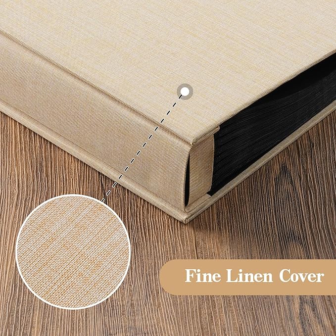 potricher Small 8x10 Photo Album 160 Pockets Linen Cover Large Capacity Picture Book for Family Wedding Anniversary and Baby (Beige)