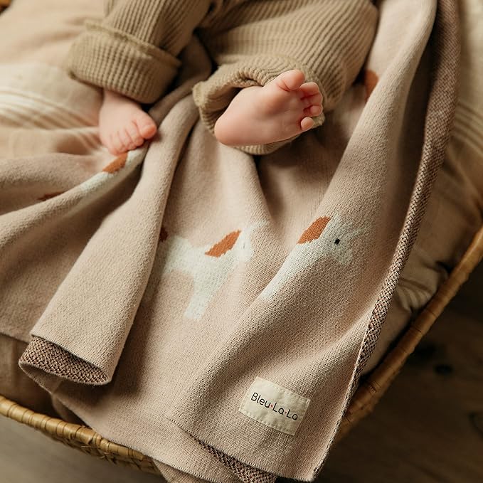 Unisex Baby Blanket for Girls and Boys 100% Cotton Buttery Soft Cozy Receiving Swaddle Crib Stroller Blanket for Shower Gift Registry for Newborns, Infants, Toddlers (Unicorn - Cream)