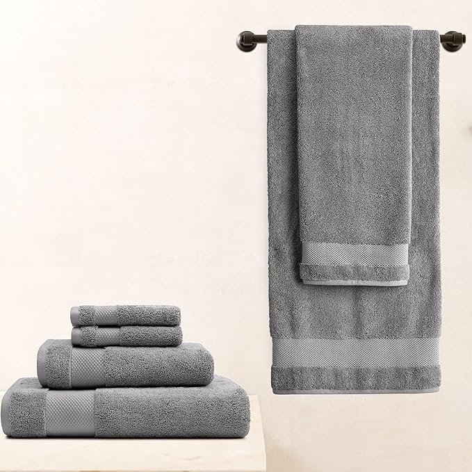 BIOWEAVES 100% Organic Cotton Bath Sheet Set of 2 | Soft Oversized Bath Towels | 700 GSM Premium Bath Towel Sheet Set GOTS Certified - Light Grey