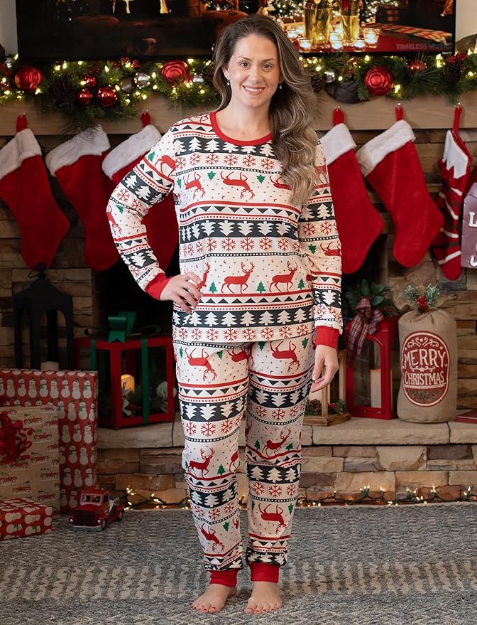 PATPAT Christmas Family Matching Pajama Sets Includes Christmas Socks - Perfect for Family Photos & Holiday Celebrations