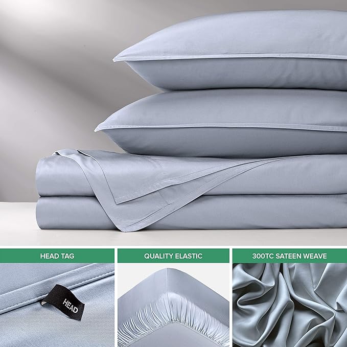 Split King Sheets by Pure Bamboo, Genuine 100% Organic Viscose Derived from Bamboo Bed Sheet Set, Soft & Cooling, Double Stitching *Not for Split Top (Split King, Sterling Blue)