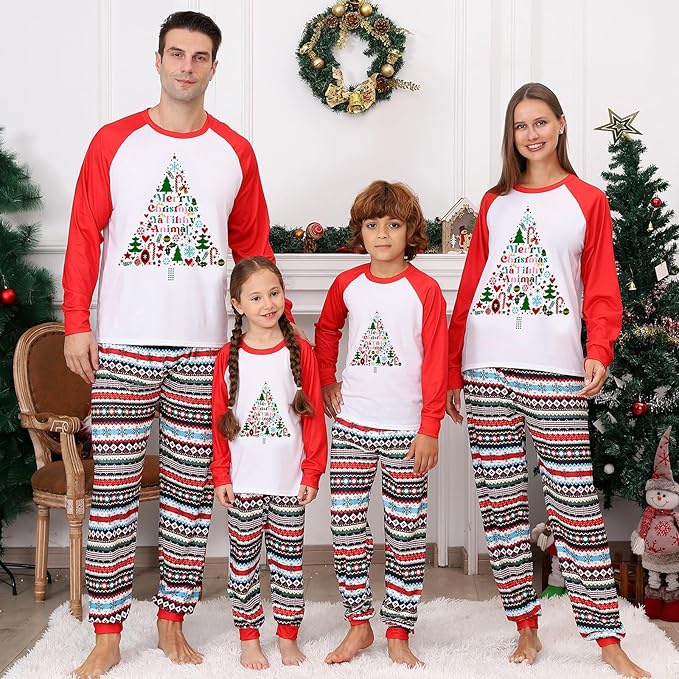 PYAEAS Matching Family Pajamas Sets Christmas PJ's Jammies Holiday Sleepwear Loungewear for Adult Women Men Xmas Outfits
