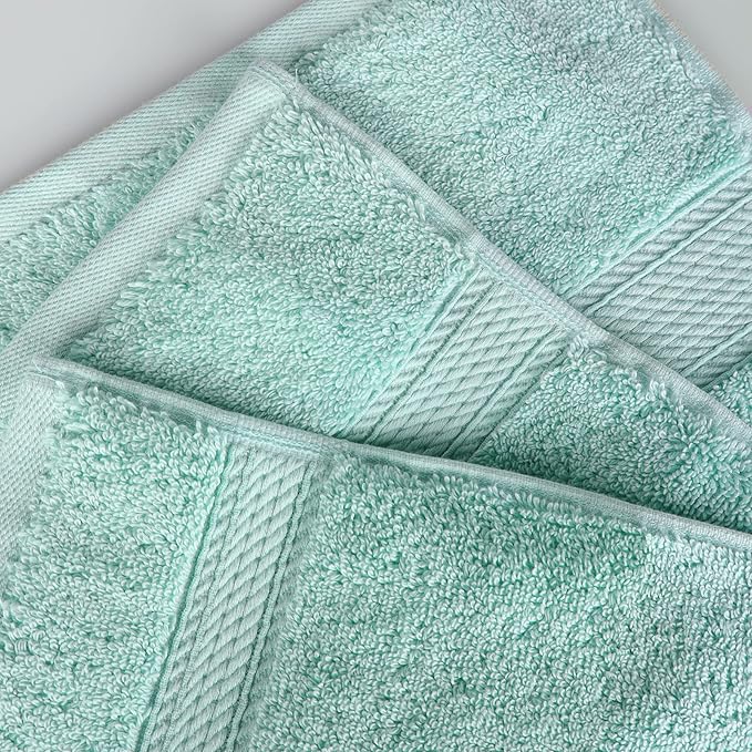BLUENILEMILLS Madison Egyptian Cotton Towels, Towel Set for Bathroom, Shower, Hotel, Plush, 900 GSM, Highly Absorbent and Ultra-Soft Towels, Bath Essentials, 8 Piece Assorted Towel Set, Sea Foam