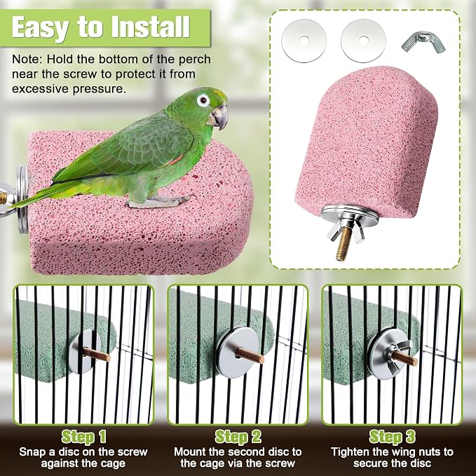 4 Pack Bird Beak Grinding Stone, Pumice Lava Ledge for Birds, Chinchillas, Hamsters, Parrots, Bird Perch Stand Climbing Ledge, Teeth & Beak Grinding Block (Short)
