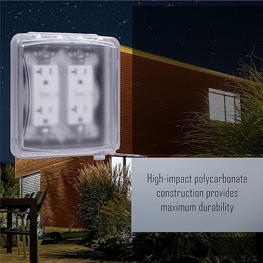 TayMac MM1410C 55-in-1 Configurations 2-Gang, Vertical Weatherproof Plastic Flat Cover, Clear