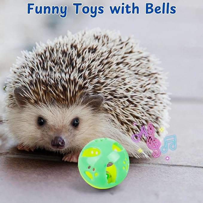 Dig-Box Tray For Hedgehog Cage With Ball Toy, Funny Dig-Box Tray Toys for Hedgehogs, Ball Bell Toy for Hamster Ferret Kitten Cat, Hedgehog Accessories, Small Animal Accessories (White, 8.4*5.9*1.6in)