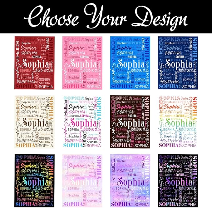 Custom Christmas Blanket for Kids, Personalized Throws Blankets Birthday Dark Blue Name Pattern Customized Gifts for Teen Girls Boys, Name Blanket for Baby Grandkids
