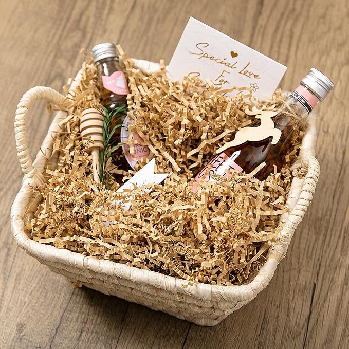 Mefleet 1/2 LB Crinkle Cut Paper Shred Filler 8 oz Brown Crinkle Shredded Paper for Gift Box - Gift Basket Bag Filler - Grass Cushion Stuffing for Easter, Mother's day, Birthday Packaging Wrapping