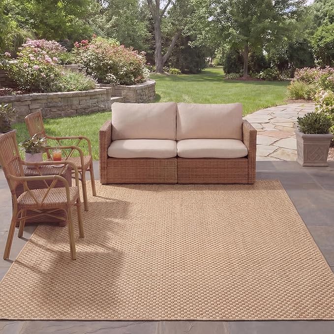 SAFAVIEH Courtyard Collection 8' x 11' Natural / Cream CY8653 Indoor/ Outdoor Waterproof Easy-Cleaning Patio Backyard Mudroom Area-Rug