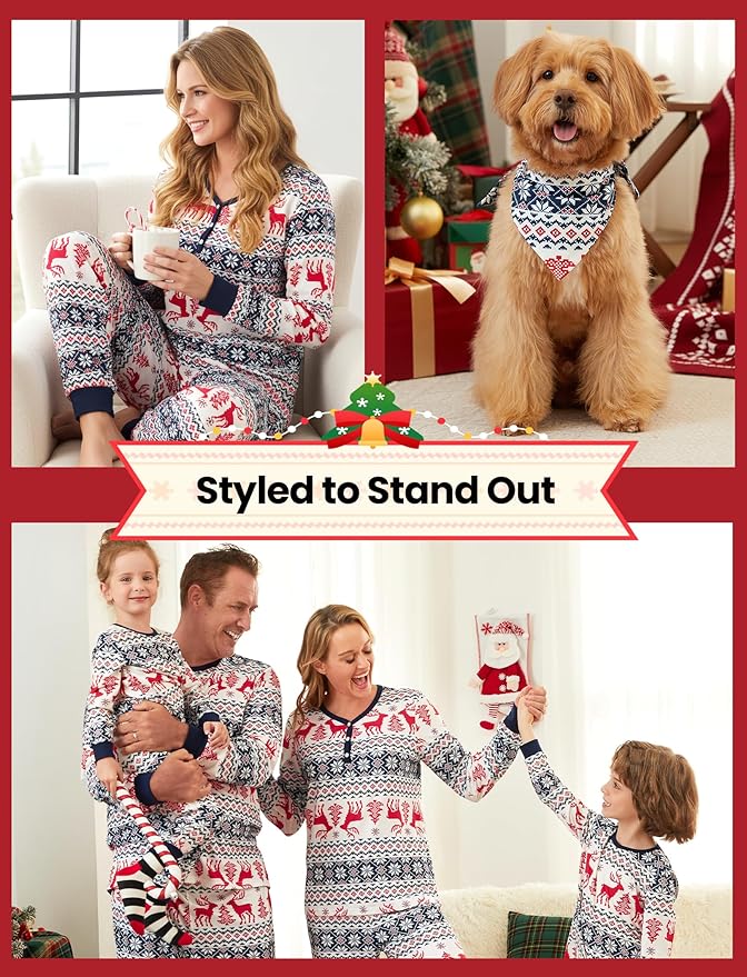 PATPAT Christmas Family Matching Pajama Sets Includes Christmas Socks - Perfect for Family Photos & Holiday Celebrations