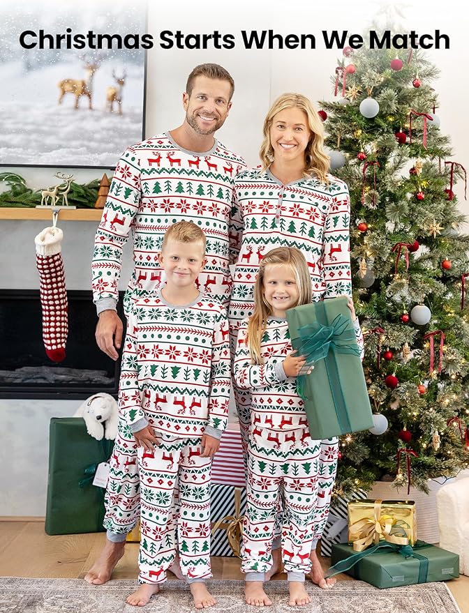 PATPAT Christmas Family Matching Pajama Sets Includes Christmas Socks - Perfect for Family Photos & Holiday Celebrations