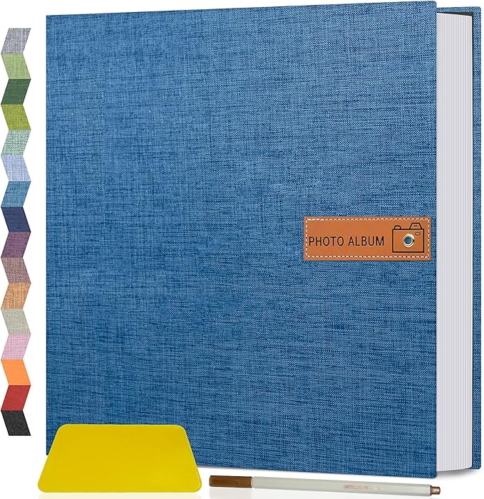 Popotop Large Photo Album Self Adhesive 4x6 5x7 8x10 Scrapbook Album DIY Picture Book,Gifts for Mom,Family Baby and Wedding,with Metal Pen and Plastic Board