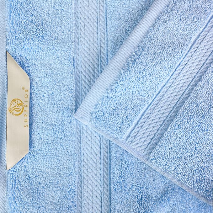 BLUENILEMILLS Madison Egyptian Cotton Towels, Towel Set for Bathroom, Shower, Hotel, Plush, 900 GSM, Highly Absorbent and Ultra-Soft Towels, Bath Essentials, 8 Piece Assorted Towel Set, Light Blue