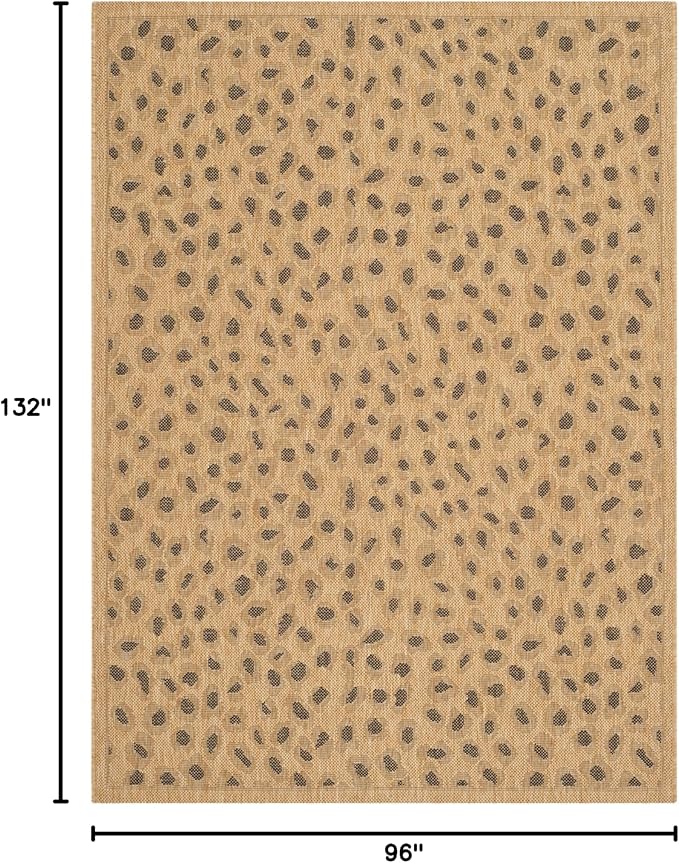 SAFAVIEH Washable Rug Outdoor Courtyard Collection - 8' x 11', Natural & Gold, Non-Shedding & Easy Cleaning, Ideal for Patio, Backyard, Mudroom (CY6104-39)