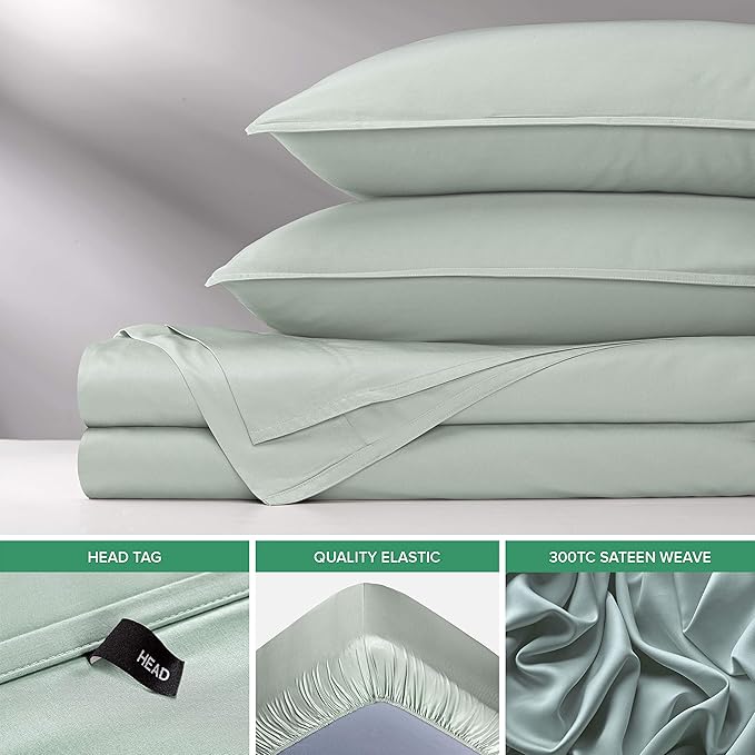 King Sheets by Pure Bamboo, Genuine 100% Organic Viscose Derived from Bamboo Bed Sheet Set, Luxuriously Soft & Cooling, Double Stitching, 2 Year Quality Promise (King, Sea Glass)