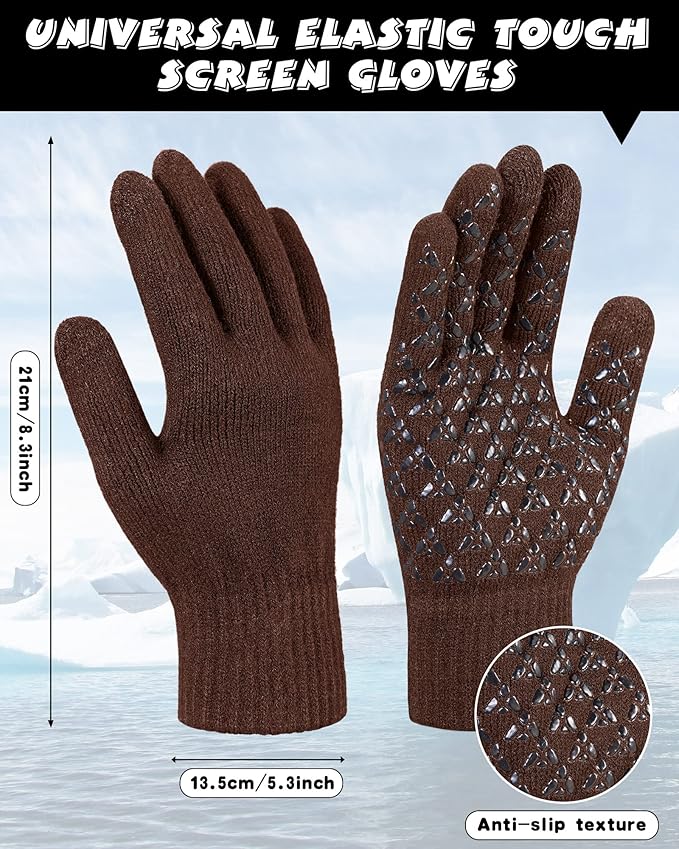 10 Pieces Winter Hat Beanie Scarf Touch Screen Gloves and Sock Set Slouchy Knit Skull Cap Beanies Fleece Lining Neck Warmer