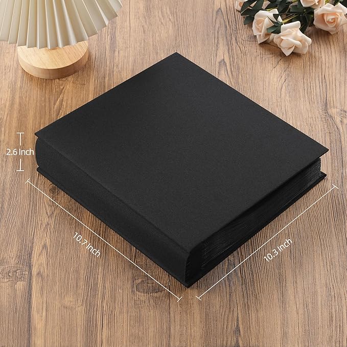 potricher Small 8x10 Photo Album 160 Pockets Linen Cover Large Capacity Picture Book for Family Wedding Anniversary and Baby (Black)