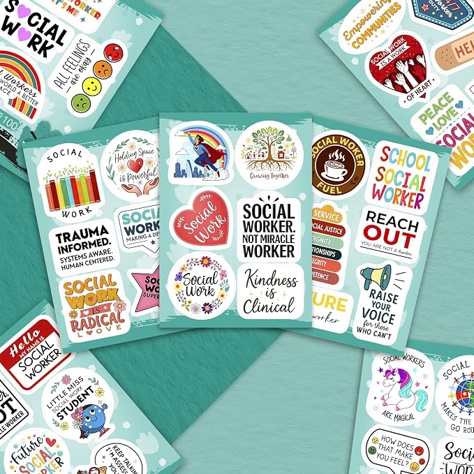 100Pcs Social Work Stickers for Laptop, for Water Bottle - Social Worker Gifts - Gift for Women & Men