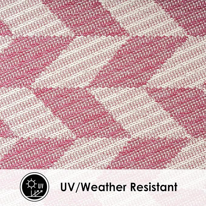 Nicole Miller New York Patio Country Calla Contemporary Herringbone Indoor/Outdoor Area Rug, Pink/Ivory , 6'6"x9'2"