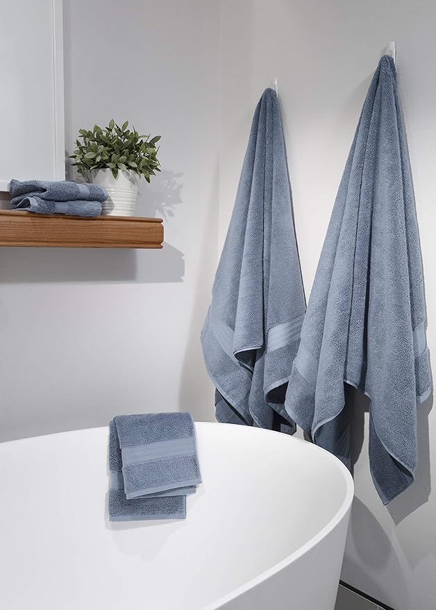 Fabdreams 100% Organic Cotton Bath Sheet Set of 2 700 GSM Oversized Towels Ultra Soft Plush Absorbent Durable Skin-Friendly Spa Hotel Premium Comfort Large 36 x 70 in Dark Blue