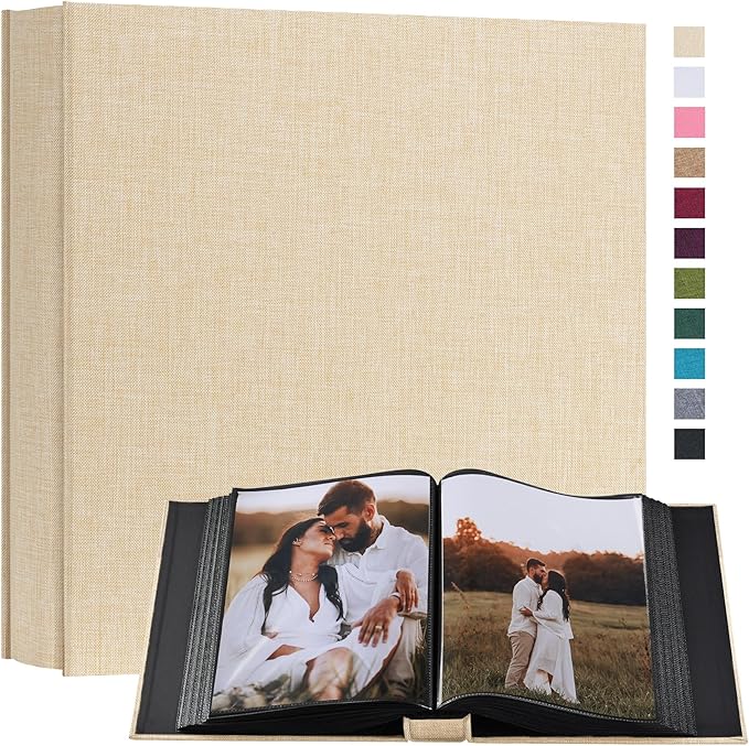 potricher Small 8x10 Photo Album 160 Pockets Linen Cover Large Capacity Picture Book for Family Wedding Anniversary and Baby (Beige)