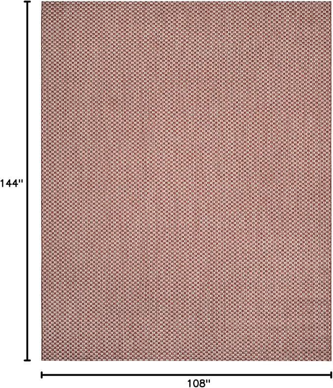 SAFAVIEH Washable Rug Outdoor Courtyard Collection - 9' x 12', Rust & Light Grey, Non-Shedding & Easy Cleaning, Ideal for Patio, Backyard, Mudroom (CY8653-36521)