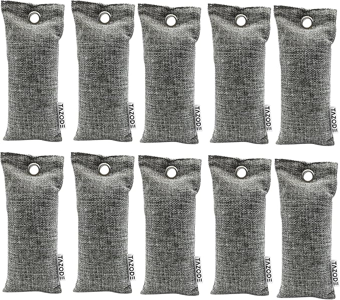 Bamboo Charcoal Air Purifying Bags (75g Each) – Natural Odor Remover for Shoes, Closet, Car, Home, Pet Area – Reusable Deodorizer Pouch, Eco-Friendly, Unscented (Pack - 10)