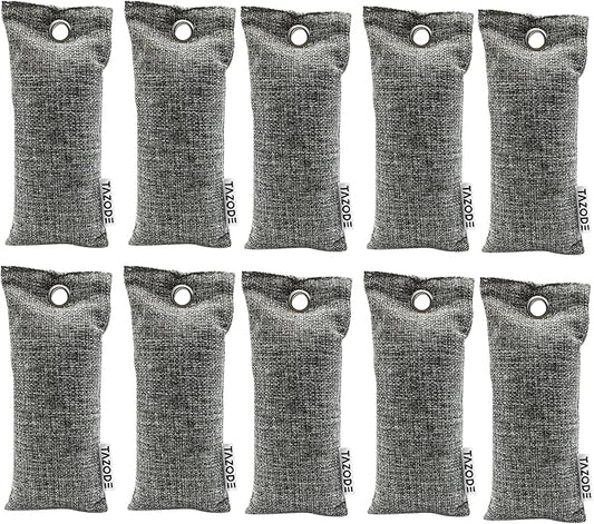 Bamboo Charcoal Air Purifying Bags (75g Each) – Natural Odor Remover for Shoes, Closet, Car, Home, Pet Area – Reusable Deodorizer Pouch, Eco-Friendly, Unscented (Pack - 10)