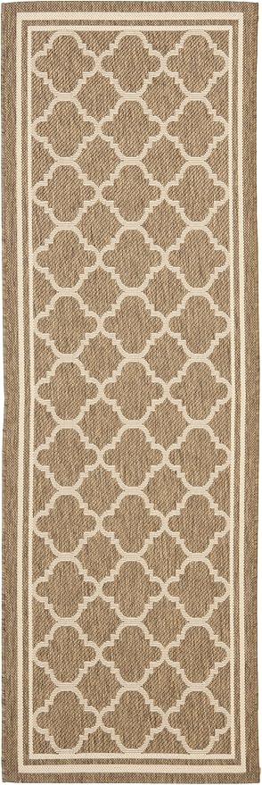 SAFAVIEH Washable Rug Outdoor Courtyard Collection - 2'3" x 6'7" Runner, Brown & Bone, Non-Shedding & Easy Cleaning, Ideal for Patio, Entryway, Mudroom, Hallway, Kitchen (CY6918-242)