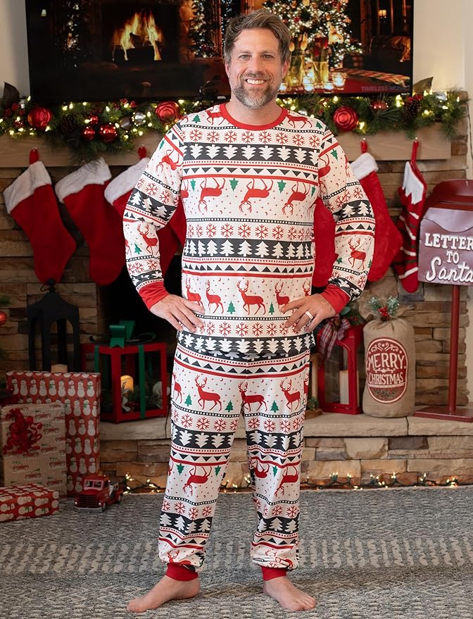 PATPAT Christmas Family Matching Pajama Sets Includes Christmas Socks - Perfect for Family Photos & Holiday Celebrations