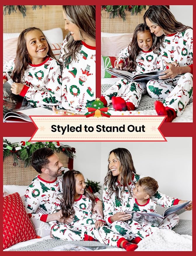 PATPAT Christmas Family Matching Pajama Sets Includes Christmas Socks - Perfect for Family Photos & Holiday Celebrations
