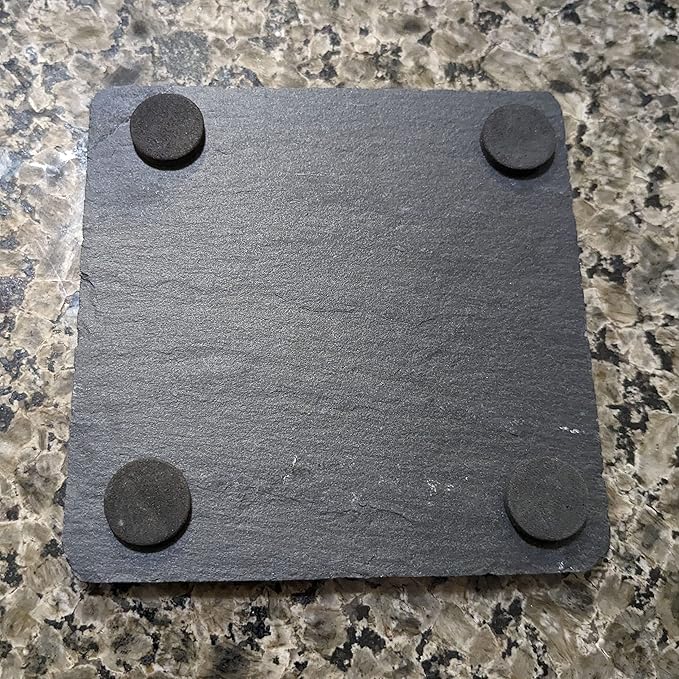 Personalized Monogram Family Coasters, Natural Stone Set, Birthday, Wedding, Customized, Rustic - Square Slate - Set of 6
