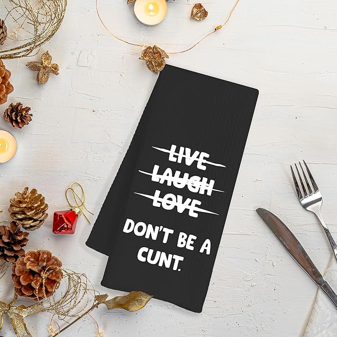 Black Funny Kitchen Towels, Funny Hand Towel for Bathroom Decor, Dont Be A Cunt, Adults Humor Gifts for Women, 16x24 Inch