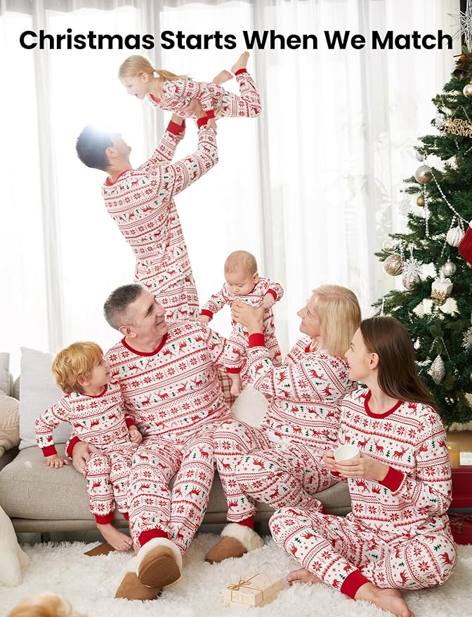PATPAT Christmas Family Matching Pajama Sets Includes Christmas Socks - Perfect for Family Photos & Holiday Celebrations