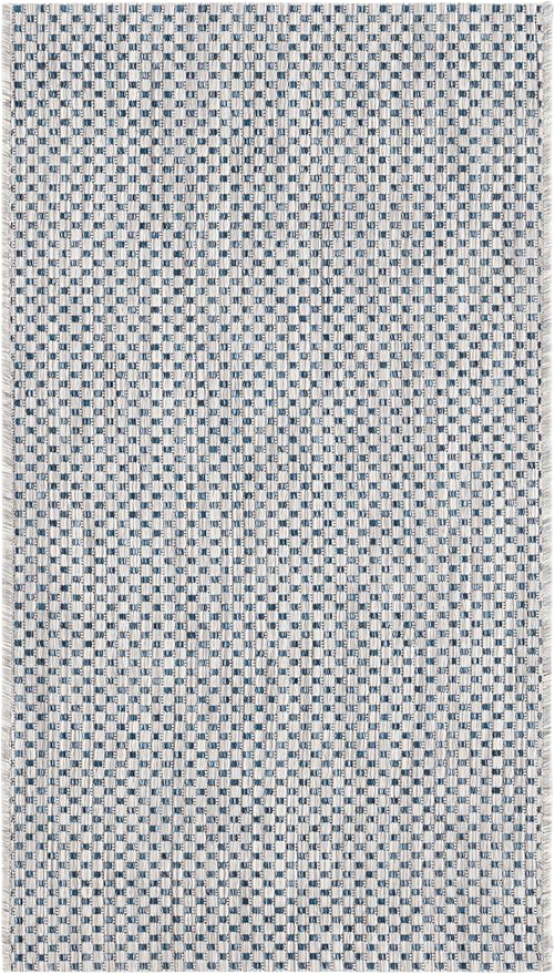 SAFAVIEH Washable Rug Outdoor Courtyard Collection - 2'3" x 5', Grey & Navy, Non-Shedding & Easy Cleaning, Ideal for Patio, Front Door, Entryway, Mudroom, Doormat (CY8521-36812)