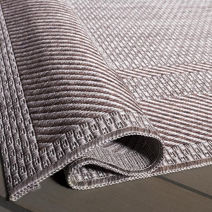 SAFAVIEH Washable Rug Outdoor Courtyard Collection - 2'3" x 6'7" Runner, Beige & Brown, Non-Shedding & Easy to Clean, Ideal for Patio, Backyard, Mudroom (CY8477-36312)