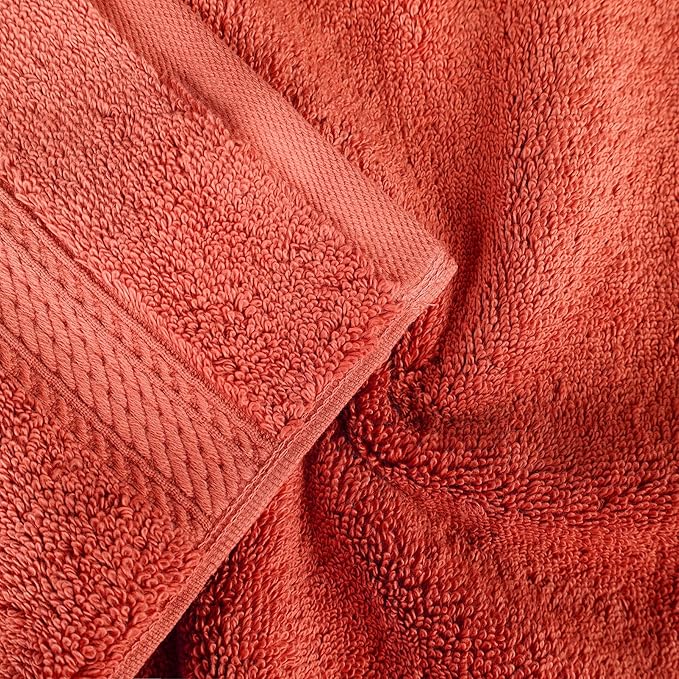 BLUENILEMILLS Madison Egyptian Cotton Towels, Towel Set for Bathroom, Shower, Hotel, Plush, 900 GSM, Highly Absorbent and Ultra-Soft Towels, Bath Essentials, 8 Piece Assorted Towel Set, Coral