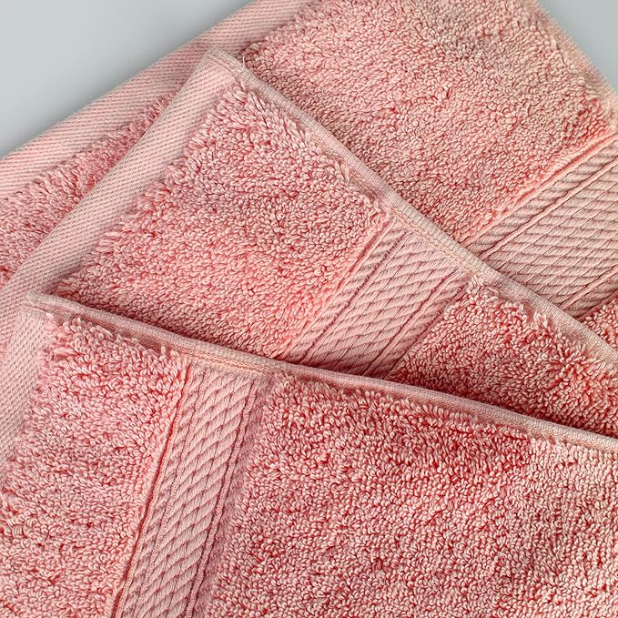 BLUENILEMILLS Madison Egyptian Cotton Towels, Towel Set for Bathroom, Shower, Hotel, Plush, 900 GSM, Highly Absorbent and Ultra-Soft Towels, Bath Essentials, 8 Piece Assorted Towel Set, Tea Rose