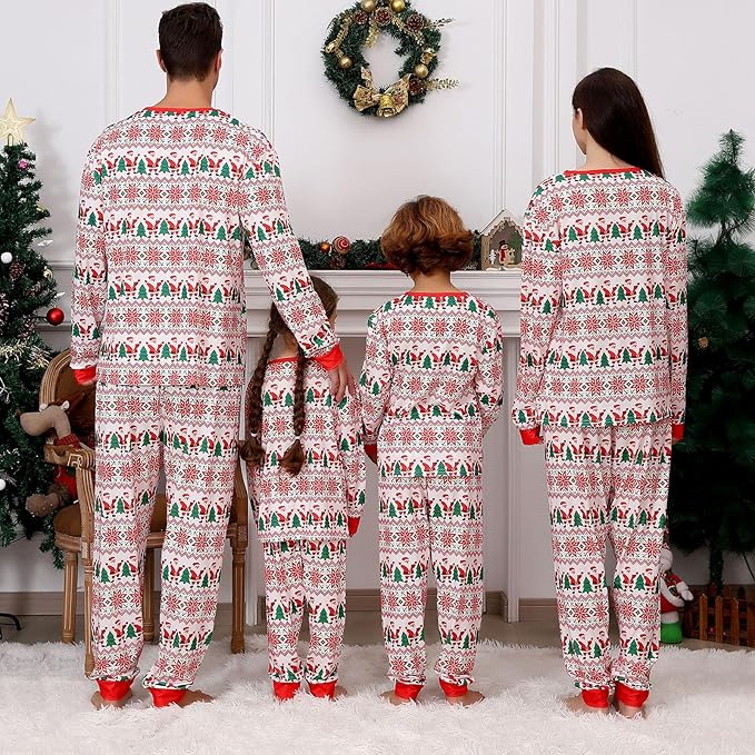 PYAEAS Matching Family Pajamas Sets Christmas PJ's Jammies Holiday Sleepwear Loungewear for Adult Women Men Xmas Outfits